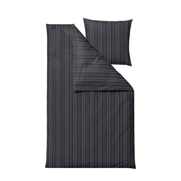 Antracitno siva enojna posteljnina iz damasta 140x200 cm Noble – Södahl