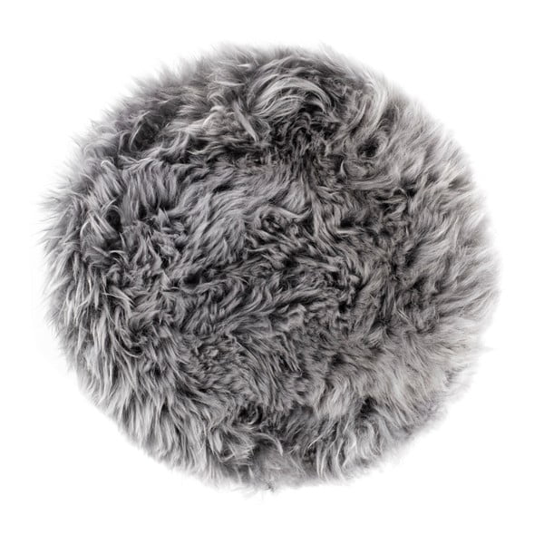 Siva sedežna blazina iz ovčje kože Royal Dream Zealand, ⌀ 35 cm