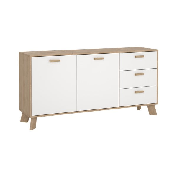 Bela komoda v hrastovem dekorju 147x73x39 cm Ikast – Tvilum-image-2