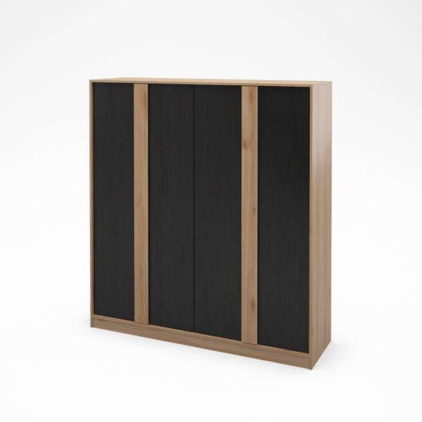 Črna/naravna garderobna omara v hrastovem dekorju 180x197,5x53 cm Dennis – Marckeric-image-2