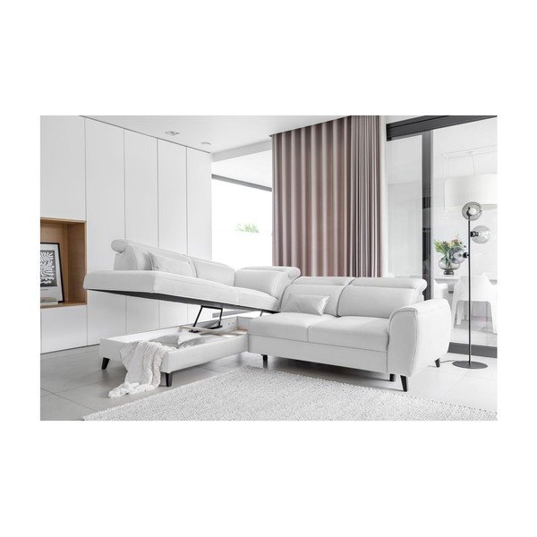 Bela žametna raztegljiva/s prostorom za shranjevanje kotna sedežna garnitura (levi kot/v obliki črke L) Noble – ELTAP-image-3