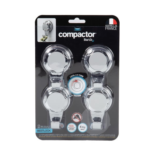 Kovinski obešalniki v srebrni barvi z namestitvijo brez vrtanja v kompletu 4 ks Bestlock Bath – Compactor-image-4