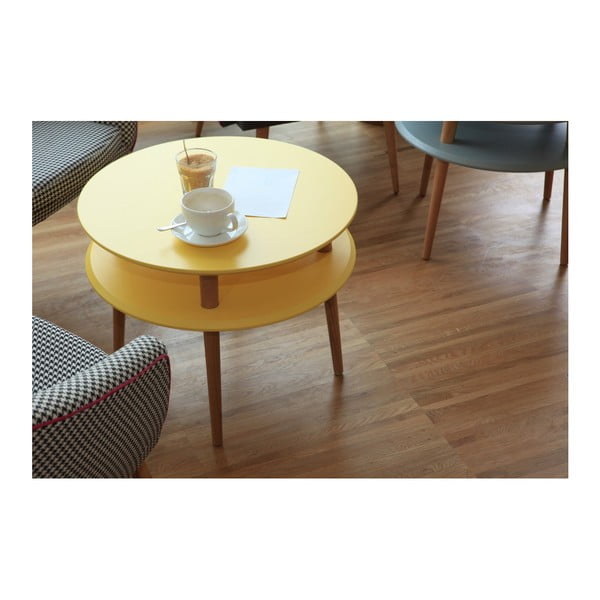 Grafitno siva kavna mizica z naravnimi nogami Ragaba UFO, Ø 70 cm-image-3