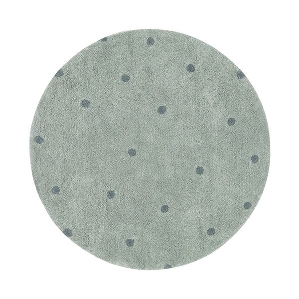 Svetlo zelena pralna ročno tkana bombažna otroška preproga ø140 cm Round Dot Blue Sage – Lorena Canals