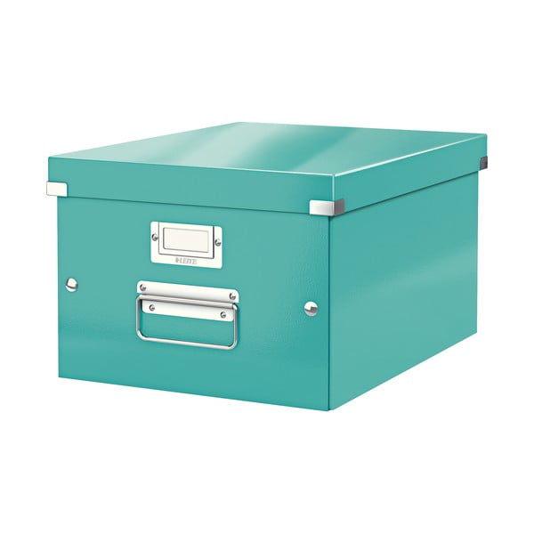 Zelena/turkizna kartonasta škatla za shranjevanje s pokrovom 28x37x20 cm Click&Store – Leitz