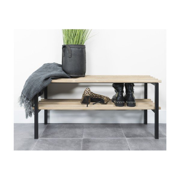 Črna/v naravni barvi kovinska omarica za čevlje 100x45x34 cm Rizzoli – Spinder Design-image-3