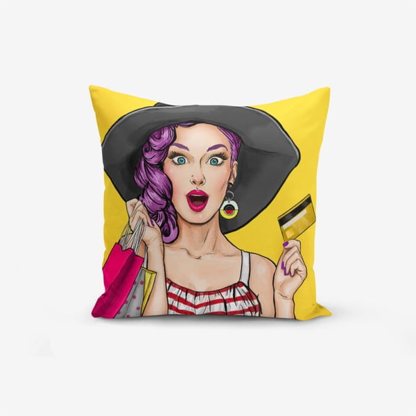 Prevleka za vzglavnik iz mešanice bombaža Minimalist Cushion Covers Pop Art Woman, 45 x 45 cm
