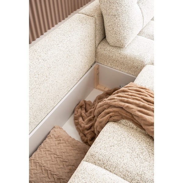 Kremno bela raztegljiva kotna sedežna garnitura s prostorom za shranjevanje (desni kot) Lulu – Miuform-image-1