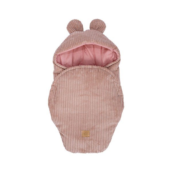 Rožnata odeja za povijanje dojenčka iz rebrastega žameta 45x80 cm – Meowbaby