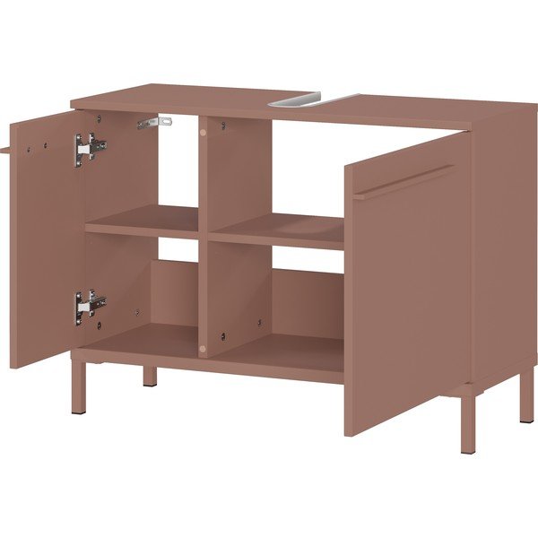 Rjava omarica za pod umivalnik v mat dekorju 80x59 cm Laurino – Germania-image-3