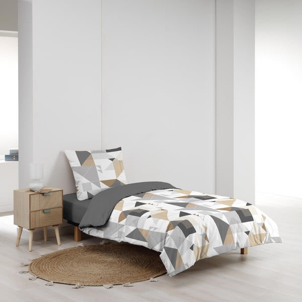 Bela/siva enojna posteljnina iz mikrovlaken 140x200 cm Trigone – douceur d'intérieur-image-2
