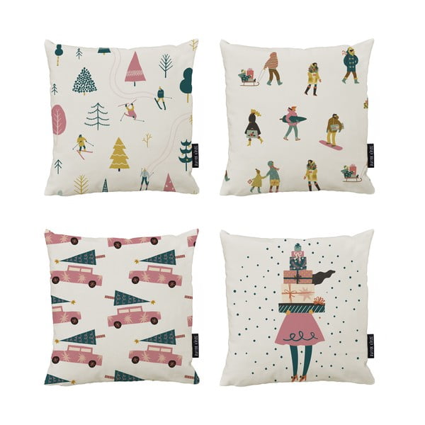 Prevleke za blazino v kompletu 4 ks z božičnim motivom 45x45 cm Holiday Mood – Butter Kings