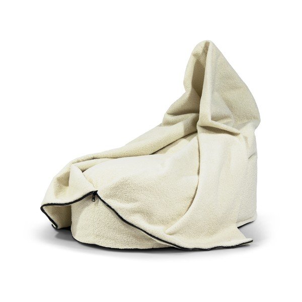 Kremno bela otroška vreča za sedenje iz tkanine bouclé Cocoon 80 – SLOWDOWN-image-3