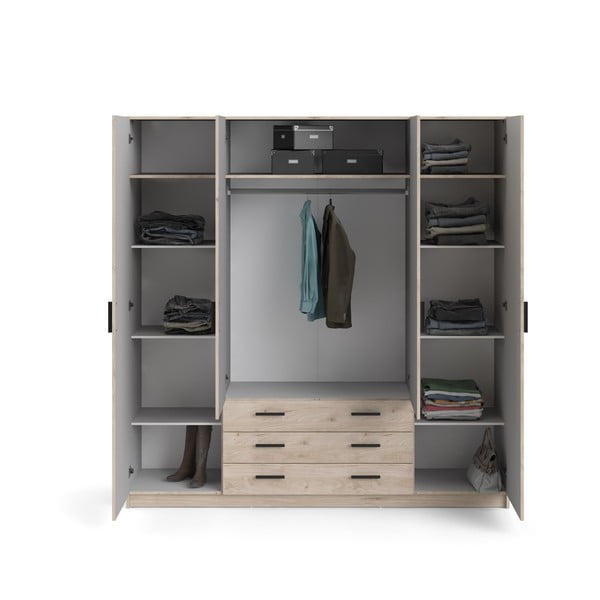 Garderobna omara v hrastovem dekorju v naravni barvi 196x200 cm Sprint – Tvilum-image-3