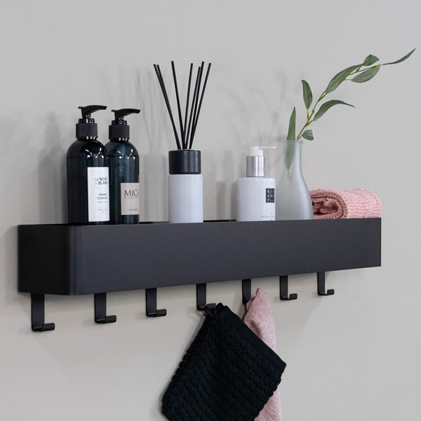 Črna jeklena stenska kopalniška polica Multi – Spinder Design-image-1