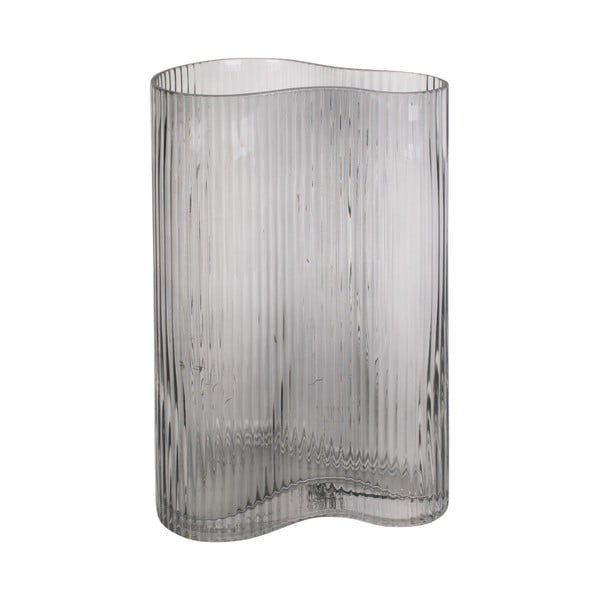 Siva steklena vaza PT LIVING Wave, višina 27 cm