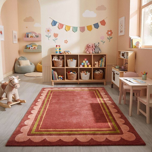 Bordo rdeča ročno tkana volnena preproga 160x230 cm Lois – Flair Rugs-image-2