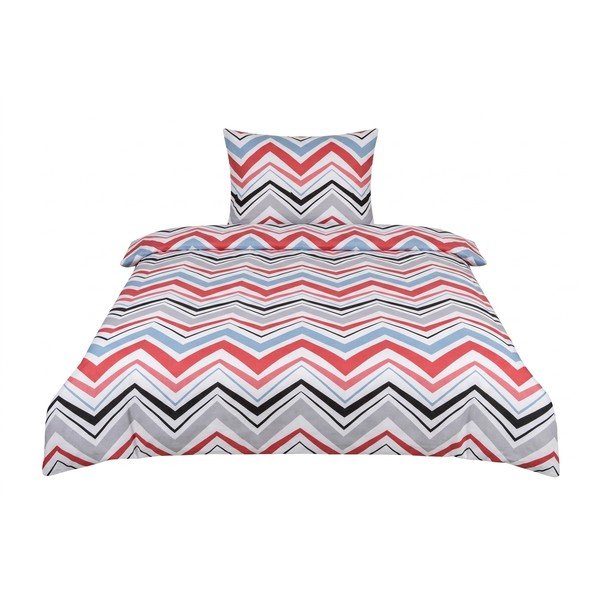 Modra/siva enojna 3-delna posteljnina iz bombažnega satena 140x200 cm Marina – JAHU collections