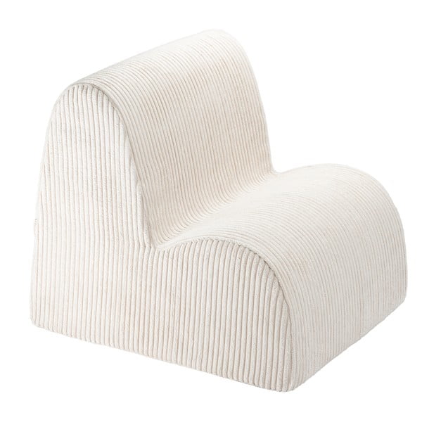 Kremno bel otroški fotelj iz rebrastega žameta Cloud – Wigiwama
