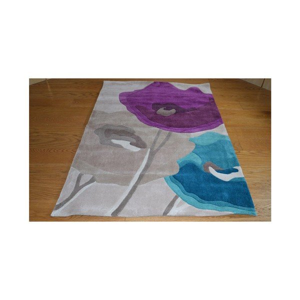 Preproga Makovi cvetovi Teal Purple, 120x170 cm-image-1