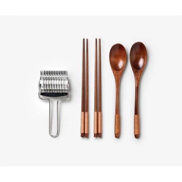 Modra komplet jedilnih paličic iz nerjavečega jekla/iz bambusa za 2 osebi The Essentials - Ramen Tools – Printworks-image-3