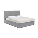 Siva oblazinjena zakonska postelja s prostorom za shranjevanje z letvenim dnom 160x200 cm Thessa Bold – Bonami Selection
