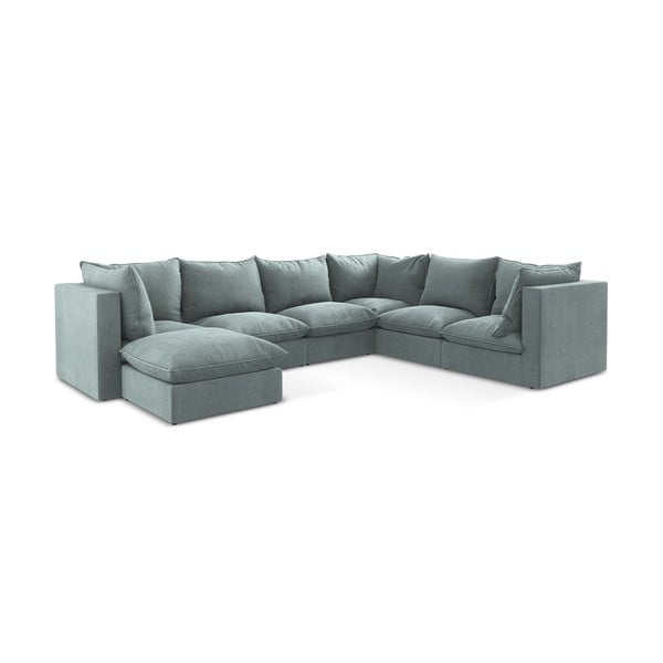 Modra kotna sedežna garnitura (desni kot/v obliki črke "U") Manao – Makamii