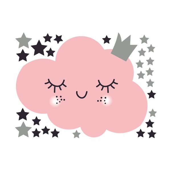 Komplet stenskih nalepk Ambiance Pink Clound in Stars-image-2