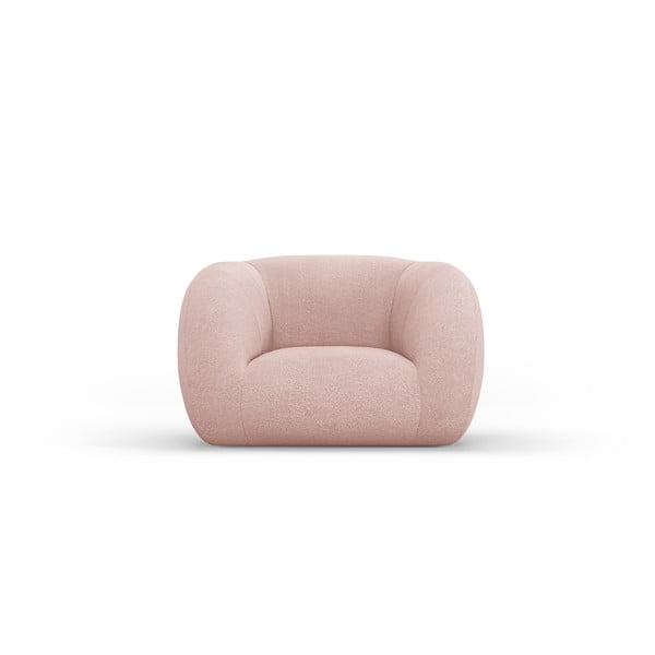 Svetlo rožnat fotelj iz tkanine bouclé Essen – Cosmopolitan Design
