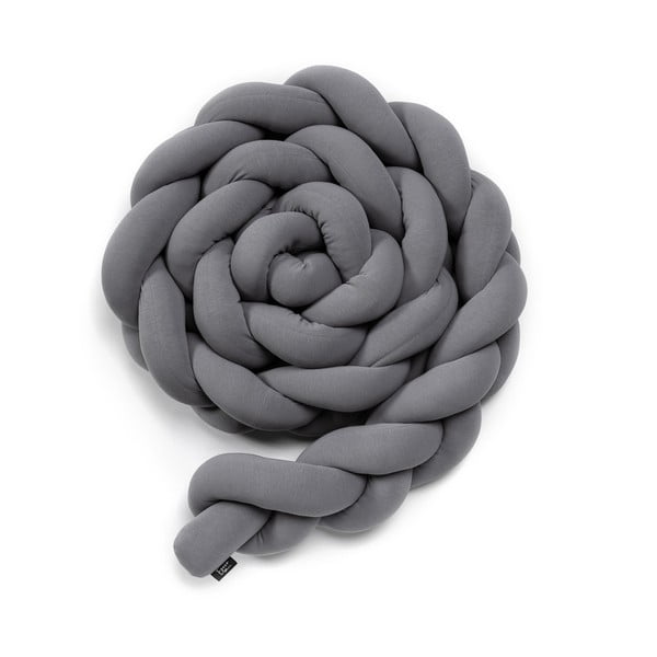 Siva bombažna pletena zaščita za posteljico ESECO, dolžina 360 cm