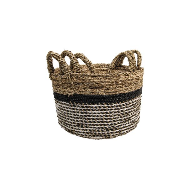 Komplet 3 košar za shranjevanje HSM collection Raffia Natural Gris-image-1