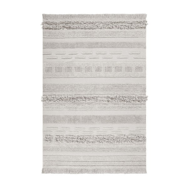 Svetlo siva/kremno bela pralna ročno tkana bombažna preproga 170x240 cm Air Natural – Lorena Canals