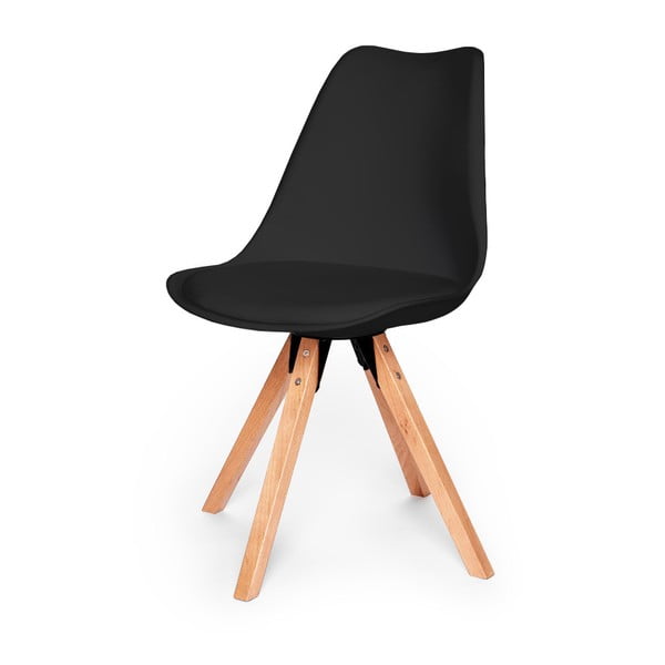 Komplet 2 črnih stolov z nogami iz bukovega lesa Bonami Essentials Gina