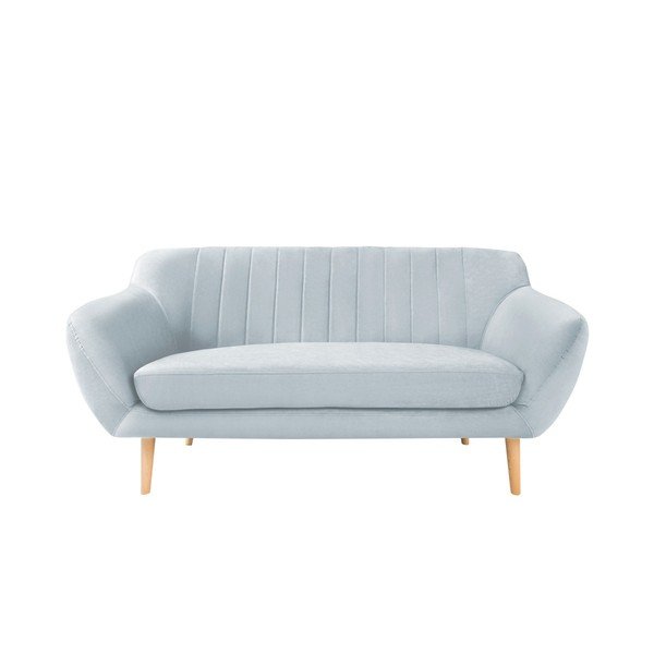 Svetlo modra žametna zofa Mazzini Sofas Sardaigne, 158 cm