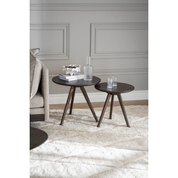 Okrogle stranske mizice v kompletu 2 ks iz masivnega hrasta ø 50 cm Yumi – Rowico-image-1