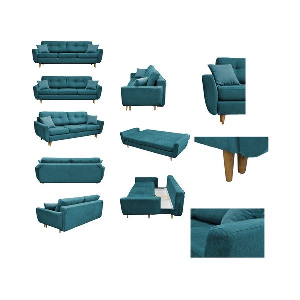 Turkizna raztegljiva sedežna garnitura z lahkimi nogami Mazzini Sofas Rose-image-2