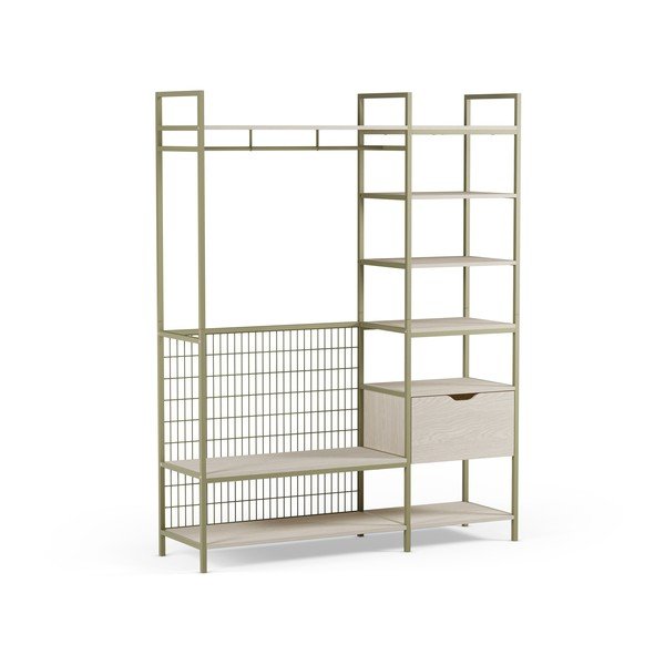 Zelena odprta jeklena garderobna omara 140x179,5x40 cm Amara – Marckeric-image-4