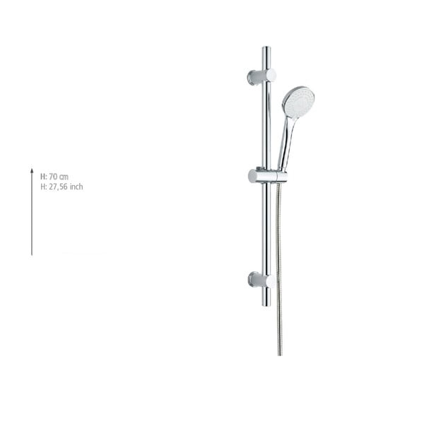 Tuš garnitura iz nerjavečega jekla v srebrni barvi z ročno prho in drsnim nosilcem 70 cm Uno – Allstar-image-3