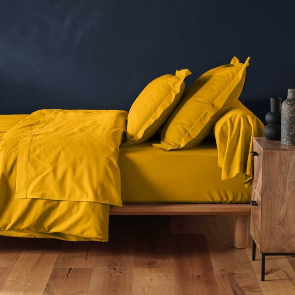 Rumena napenjalna bombažna rjuha 180x200 cm Lina – douceur d'intérieur-image-1
