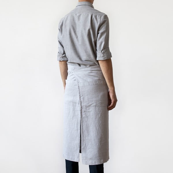 Svetlo siv lanen predpasnik Linen Tales Garcon, dolžina 76 cm-image-1