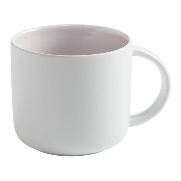 Bel porcelanast lonček z roza notranjostjo Maxwell & Williams Tint, 440 ml