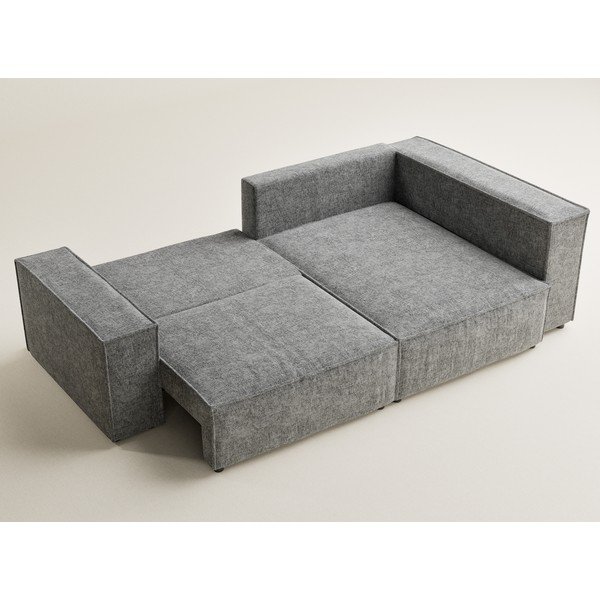 Siva raztegljiva/s prostorom za shranjevanje kotna sedežna garnitura iz šenilje (desni kot/v obliki črke L) Tonga – Maison de Rêve-image-3