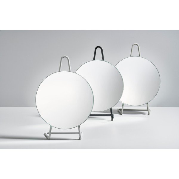 Zone A-Mirror Namizno kozmetično ogledalo iz mehkega sivega jekla, ø 31 cm-image-1