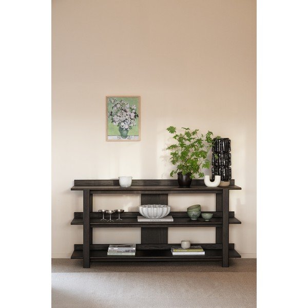 Stranska mizica z mizno ploščo v hrastovem dekorju v temni naravni barvi 43x150 cm Kilian – Rowico-image-4