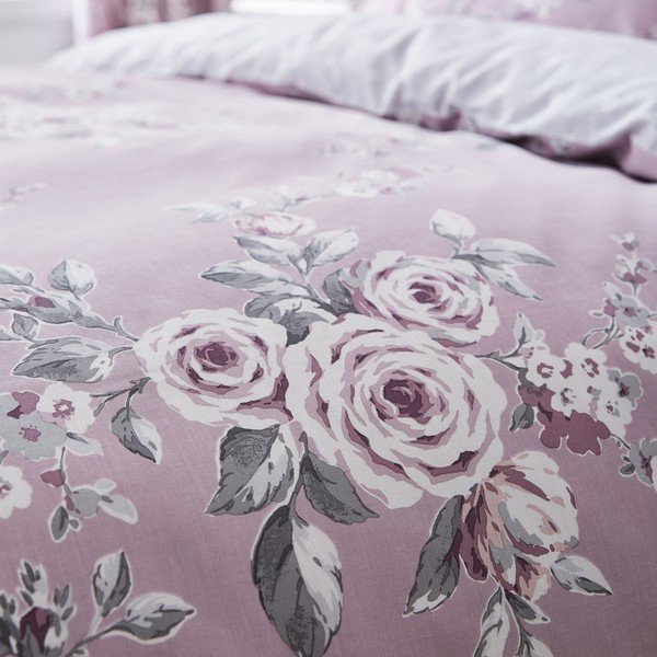 Svetlo vijolična posteljnina Catherine Lansfield Canterbury Rose, 200 x 200 cm-image-3