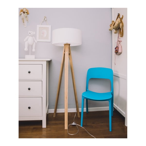 Stoječa svetilka z belim senčnikom in črno-belim kablom Ragaba Wanda-image-3