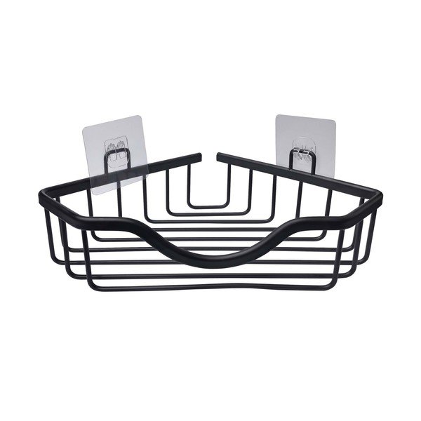 Mat črna aluminijasta kopalniška polica z namestitvijo brez vrtanja/kotna Filaire Aluminium – douceur d'intérieur