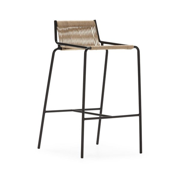 Bež kovinski barski stol (višina sedeža 65 cm) Emily – Marckeric