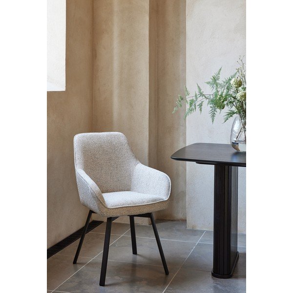 Svetlo siv oblazinjen jedilni stol z nasloni za roke Alma – Unique Furniture-image-1