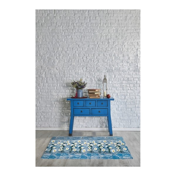 Modra visoko odporna preproga Floorita Camomilla, 58 x 115 cm